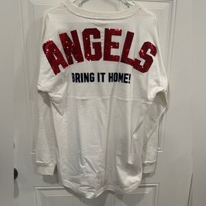 NWT mlb victoria secret pink Anaheim LA White Angels Sequin Long Sleeve sweater